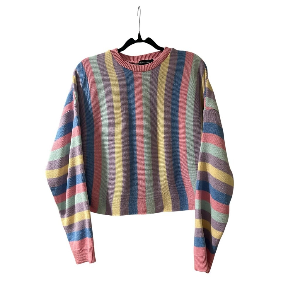 PrettyLittleThing Multicolor Striped Women's Crewneck Sweater-Size L